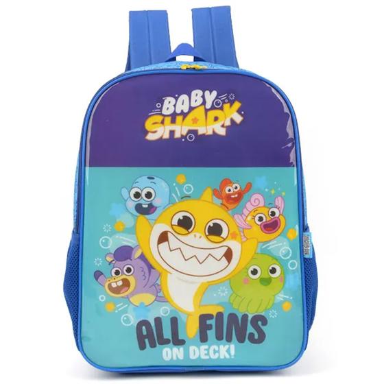 Imagem de Mochila Escolar De Alças Baby Shark Infantil Tubarão Youtube Azul