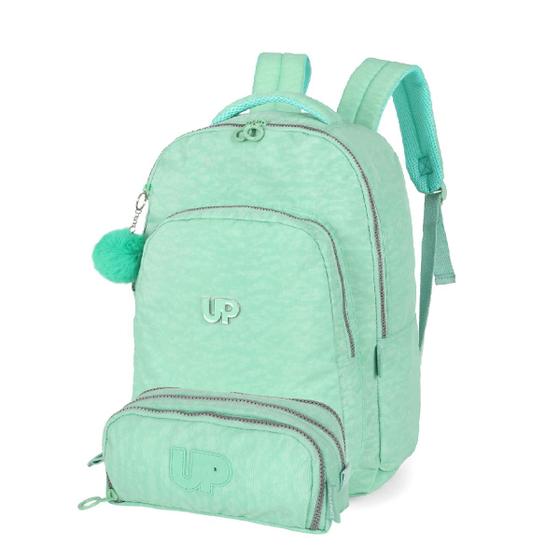 Imagem de Mochila Escolar De Costas Chaveiro + Estojo Triplo Com Elásticos Up4you