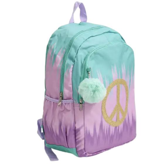 Imagem de Mochila Escolar de Costas Feminina Peace Tye Die Com PomPom CG2158 Clio