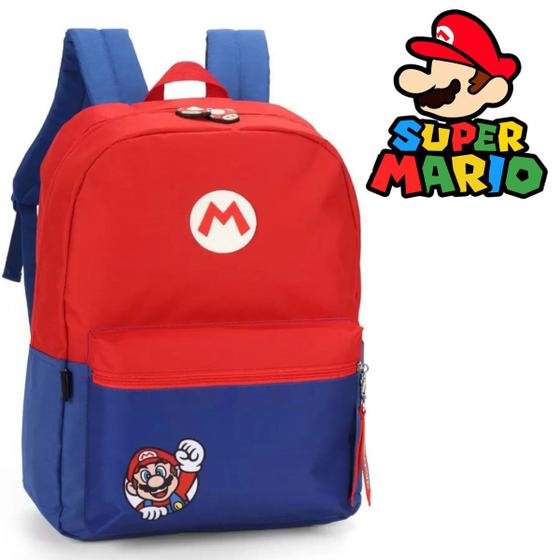 Imagem de Mochila Escolar de Costas Super Mario Bros 45cm Reforçada