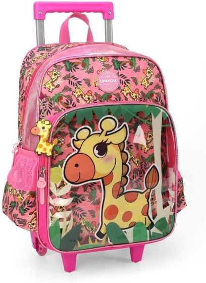 Imagem de Mochila Escolar de Rodinha Infantil Bichinhos Girafa Up4you (PINK) - Luxcel