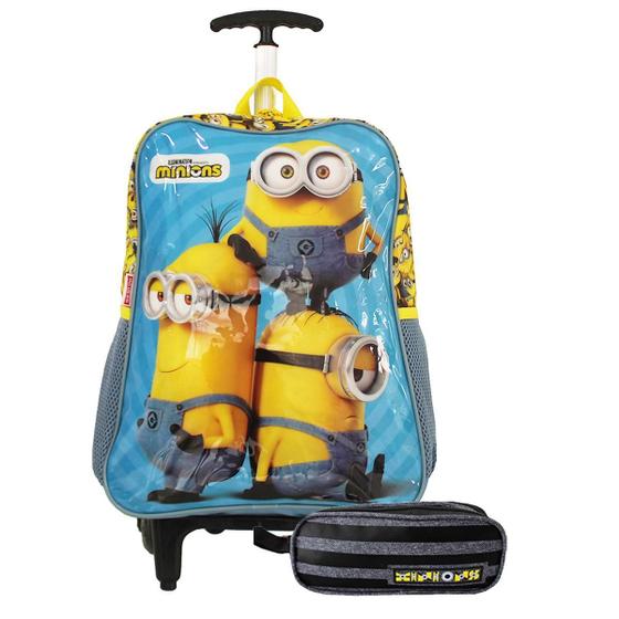 Imagem de Mochila Escolar De Rodinhas Com Estojo Minions Infantil