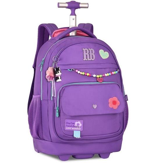 Imagem de Mochila Escolar de Rodinhas Rebecca Bonbon Miçanga RB24592 Roxo