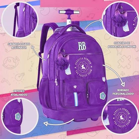 Mochila Escolar de Rodinhas Rebecca Bonbon Oficial RB24544 Roxa - Clio ...