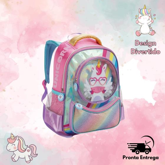 Imagem de Mochila Escolar Denlex Infantil Unicórnio