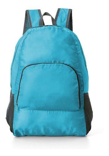 Imagem de Mochila Escolar Esportiva Nylon Impermeável E Dobrável - Azul Claro