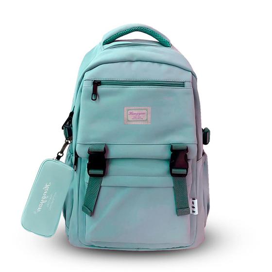 Imagem de Mochila Escolar Feminina Casual Confortavel Colorida Alças Regulavel Bolsos Grandes Semi Impermeável Faculdade Original