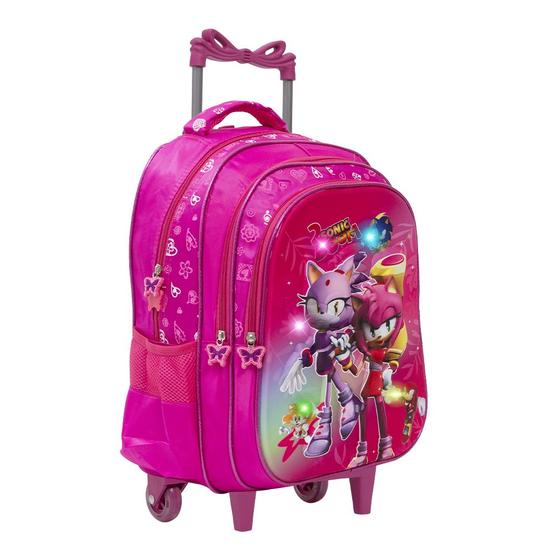 Imagem de Mochila Escolar Feminina Com Rodinhas Amy Rose Luz Led