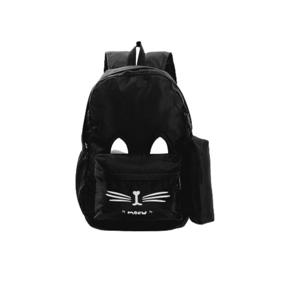 Imagem de Mochila Escolar Feminina Grande de Gatinha Preto + Estojo