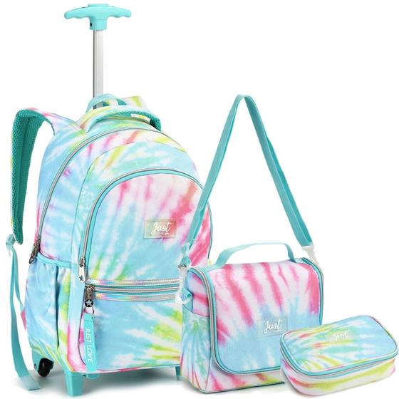 Mochila Escolar Feminina Infanto Juvenil Rodinha Tie Dye Kit com ...