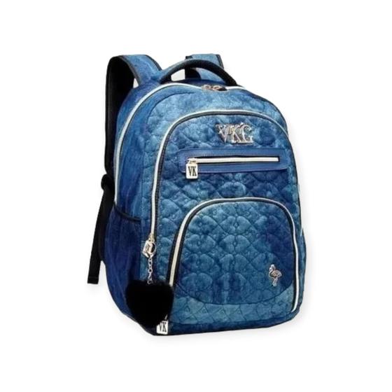 Imagem de Mochila Escolar Feminina Jeans Notebook Vkg Vozz