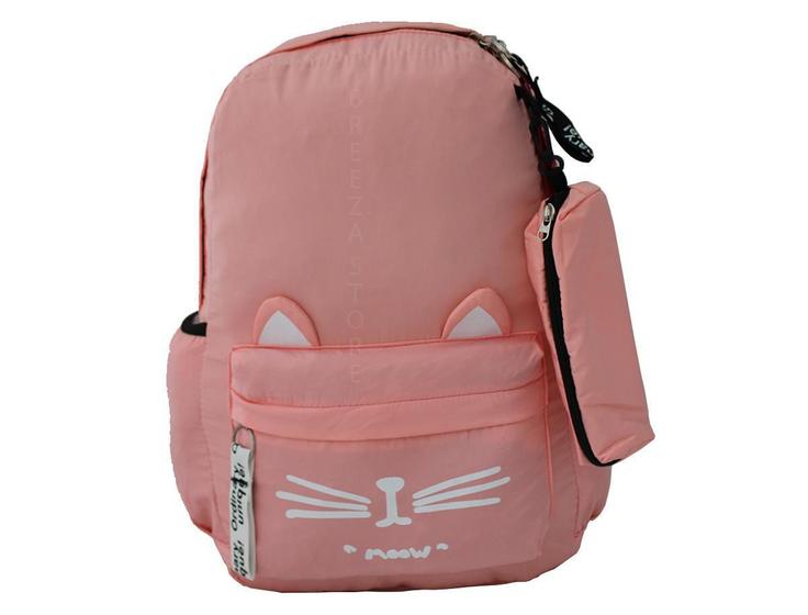 Imagem de Mochila Escolar Feminina Juvenil Média Gatinha M831 Salmão