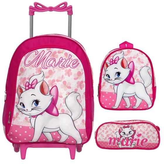 Imagem de Mochila Escolar Feminina Rodinha com Lancheira Gata Marie