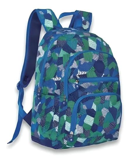 Imagem de Mochila Escolar Feminina Tecido Amassado Crinkle Verde