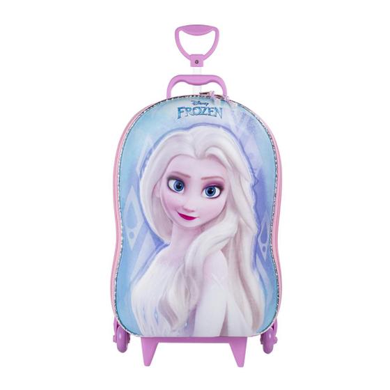 Imagem de Mochila Escolar Frozen Princesa Elsa Anna 3D Mala 6 Rodinhas