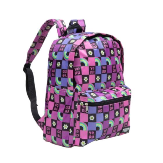 Imagem de Mochila Escolar Fundamental Médio Faculdade Colegial Bolso Frontal Estampada Rosa Lilás Azul YEPP