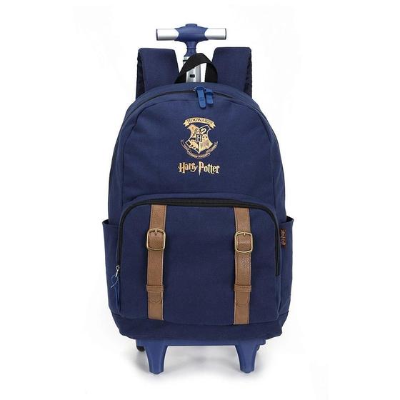 Imagem de Mochila Escolar Harry Potter Rodinhas Azul 44x29x15cm