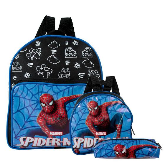 Imagem de Mochila Escolar Herói Spider Man Costa Lancheira+Estojo