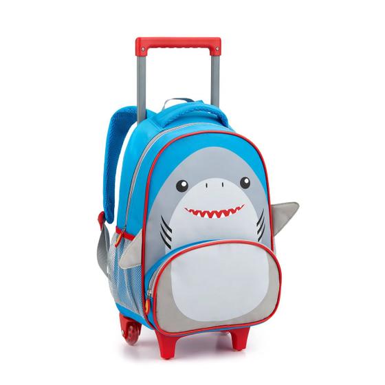 Imagem de Mochila Escolar Infantil Animais Detalhes 3D 16" Com Rodinhas e Alças Seanite