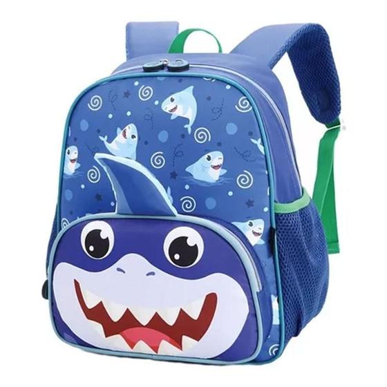 Imagem de Mochila Escolar Infantil Baby Tubarão M4944 Azul - Ponto Verde