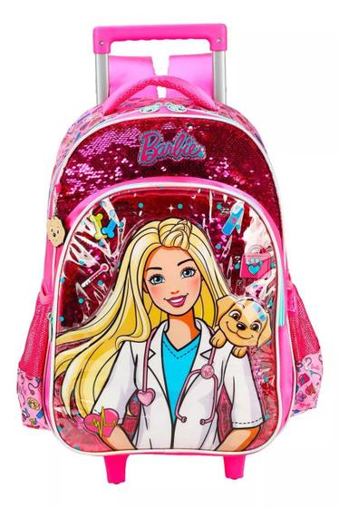 Imagem de Mochila Escolar Infantil Barbie Veterinária Rosa - Luxcel