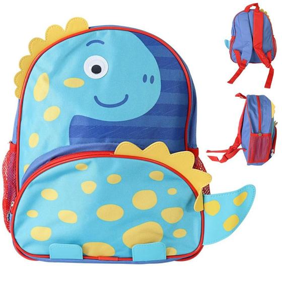 Imagem de Mochila Escolar Infantil Costa Com Alça Criança Animais Zoo Dinossauro Azul