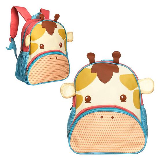 Imagem de Mochila Escolar Infantil Girafa Fofa Com Alças Acolchoadas 17 Litros e Bolsos Lateral e Frontal para Crianças