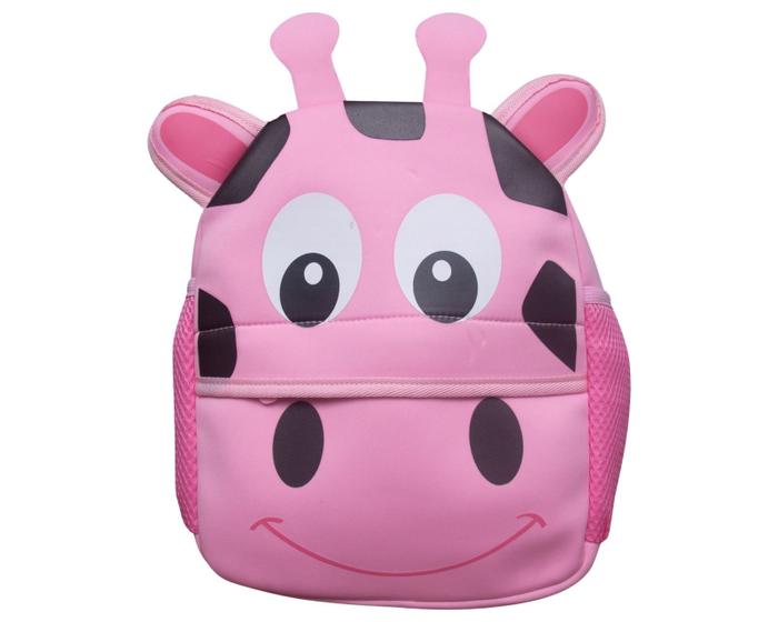 Imagem de Mochila Escolar Infantil Girafa Rosa Menina Bolso Garrafa