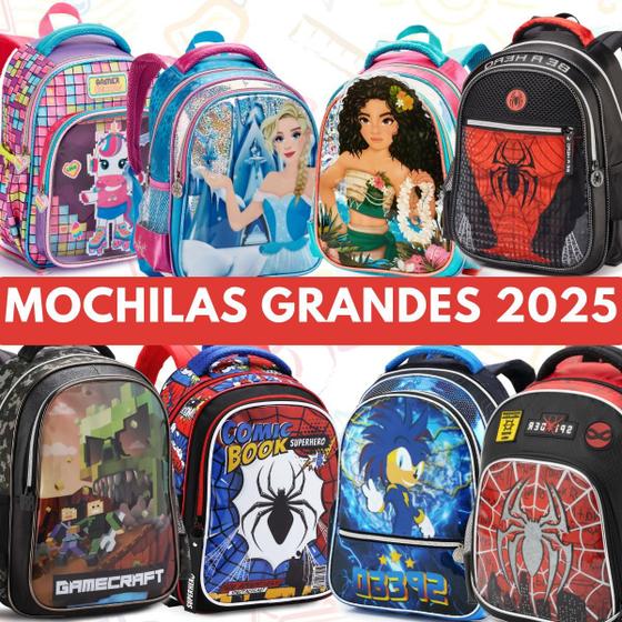 Imagem de Mochila Escolar Infantil Grande Costas alça reforçada personagens