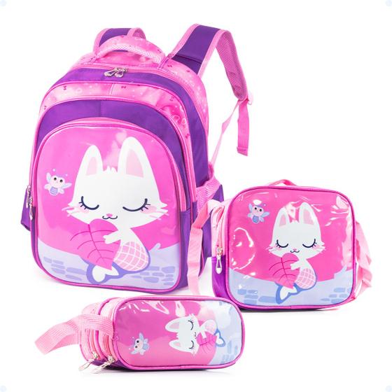 Imagem de Mochila Escolar Infantil Grande Costas Kit Lancheira Estojo