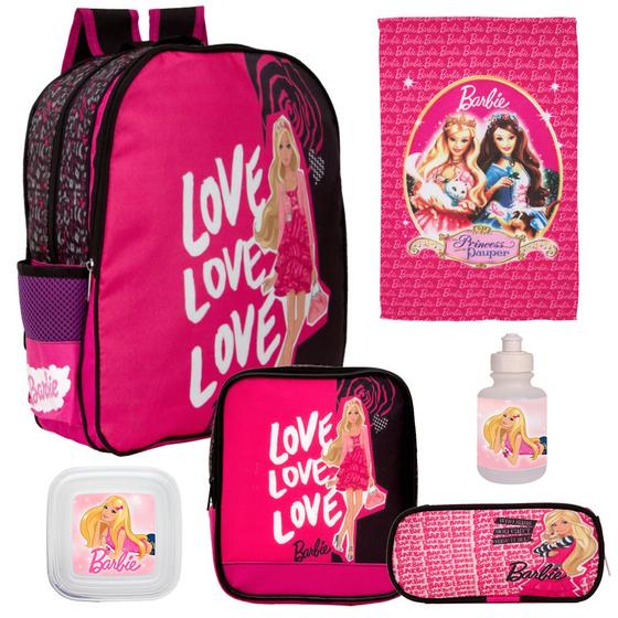 Imagem de Mochila Escolar Infantil Lancheira Estojo e Itens Barbie