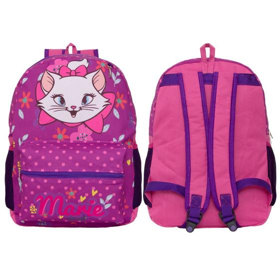 Imagem de Mochila Escolar Infantil Menina Gatinha Marie Desenho Roxa