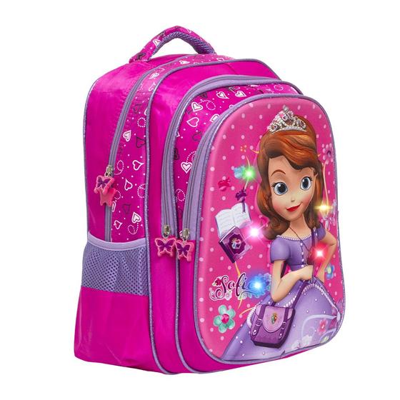 Imagem de Mochila Escolar Infantil Princesa Sofia Luz Led Alça Costas