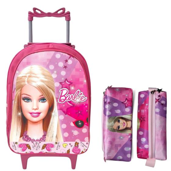 Imagem de Mochila Escolar Infantil Rodinha Feminina + Estojo Box