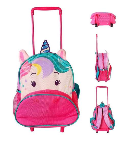 Imagem de Mochila Escolar Infantil Rodinhas Unicórnio Roxo Diversão