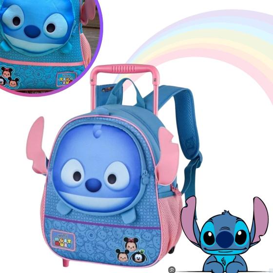 Imagem de Mochila Escolar Infantil  Stitch Com Rodinhas Volta as Aulas