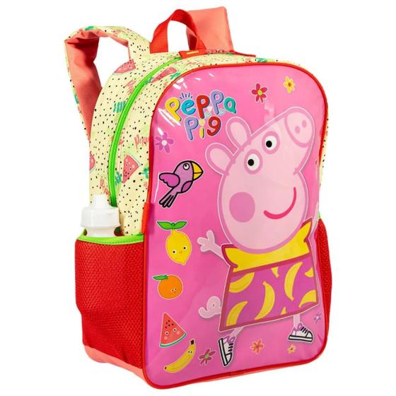 Imagem de Mochila Escolar Infantil Tam G Menina Peppa Fruits Oficial Sestini Rosa