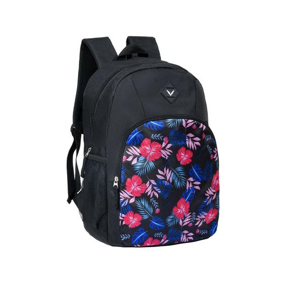 Imagem de Mochila Escolar Juvenil Adulto Grande Bolso Frontal Lateral Preta Rosa Azul Trabalho Escola Facul