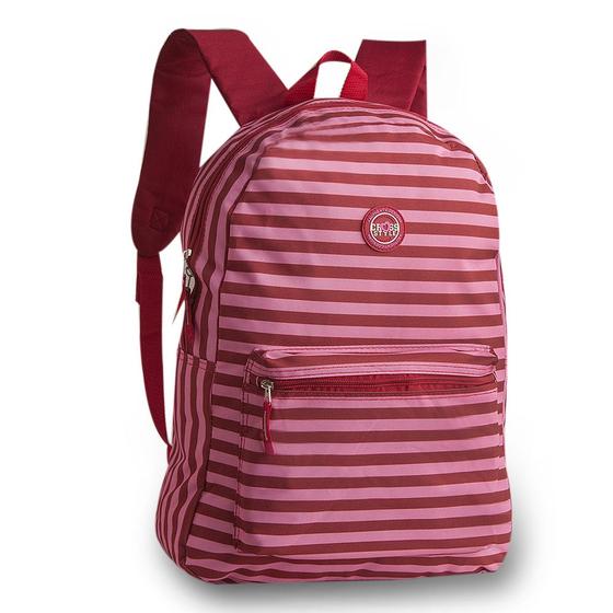 Imagem de Mochila Escolar Juvenil Listrada Vermelha CR9001 Clio