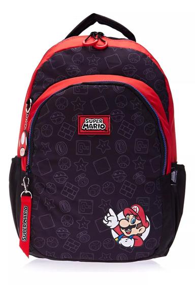 Imagem de Mochila Escolar Juvenil Luxcel Super Mario Preto MS46931MO