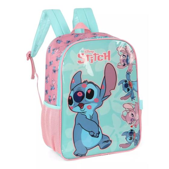 Imagem de Mochila Escolar Lilo&Stitch Beijos Disney Juvenil Reforçada