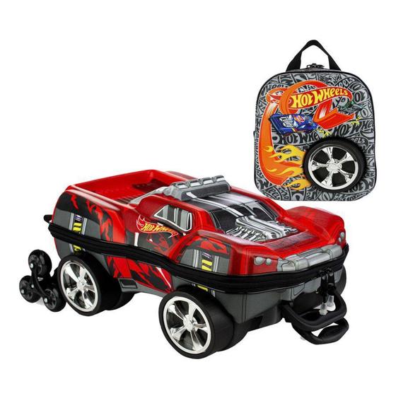 Imagem de Mochila Escolar Masculina HotWheels Dawgzilla com Lancheira MaxToy