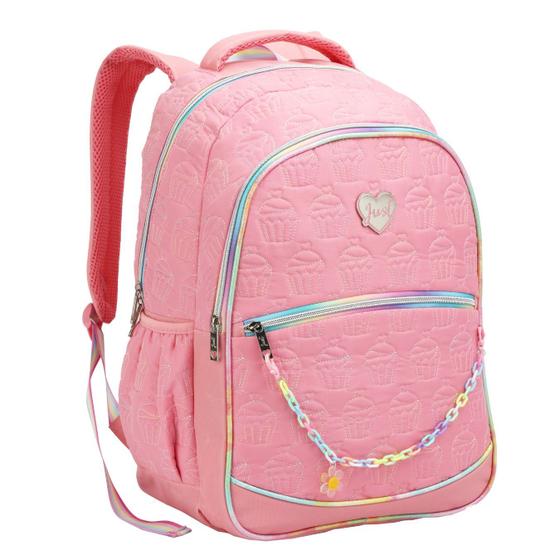 Imagem de Mochila Escolar Menina Bolsa Feminina Aula Infantil Cupcake