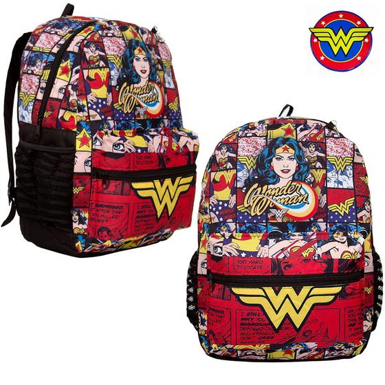 Imagem de Mochila Escolar Menina Mulher Maravilha Aula Costas Toys 2U