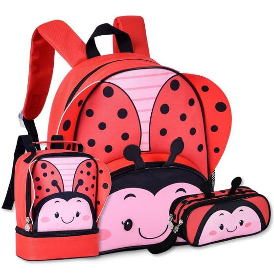 Imagem de Mochila Escolar Meninas Com Lancheira E Estojo Bichinhos