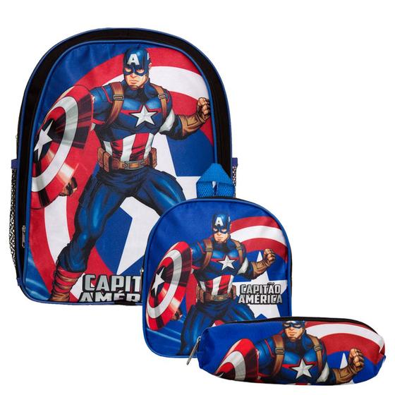 Imagem de Mochila Escolar Menino Creche Capitão América Herói Marvel