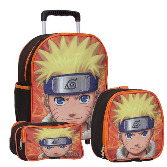 Imagem de Mochila Escolar Menino Rodinha Naruto Criança Alça Reforçada