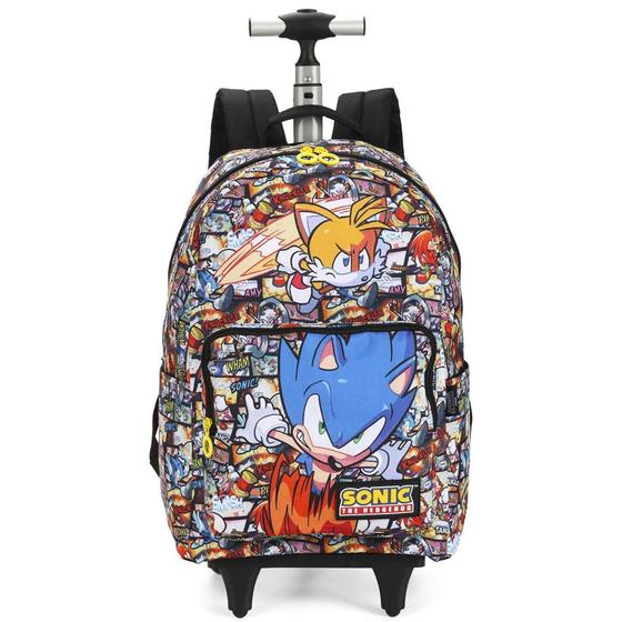 Imagem de Mochila Escolar Rodas Costas Sonic Game Colorida - - Luxcel