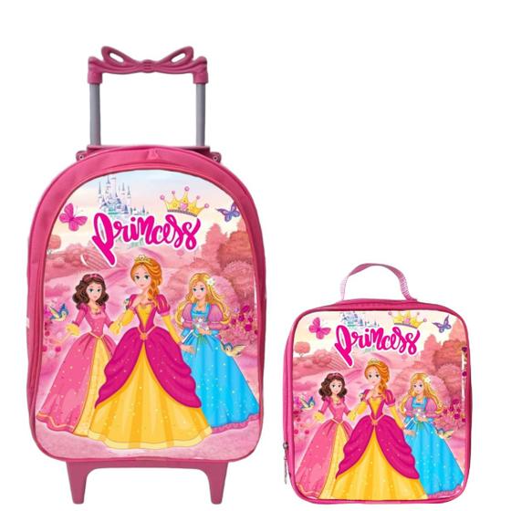 Imagem de Mochila Escolar Rodinha Infantil Menina + Lancheira Termica