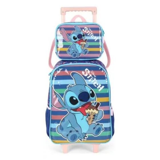 Imagem de Mochila Escolar Rodinhas + Lancheira térmica Stitch